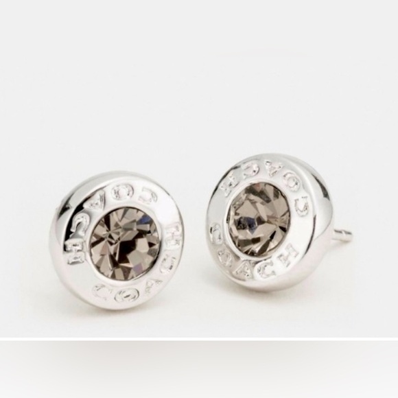 Coach - NWT - Silver Open Circle Stone Stud Earrings & Titanium Post-Retails $68 - Picture 2 of 5